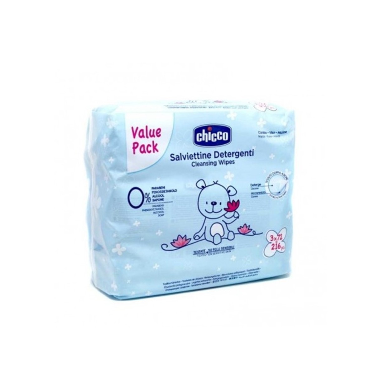 tripack toallitas chicco 3 x 72 unidades