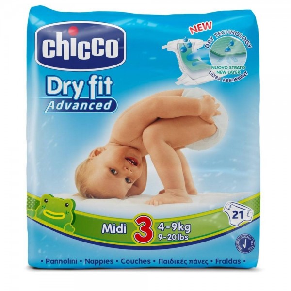 chicco panales dry fit midi 4 9 kg talla 3 21 unidades