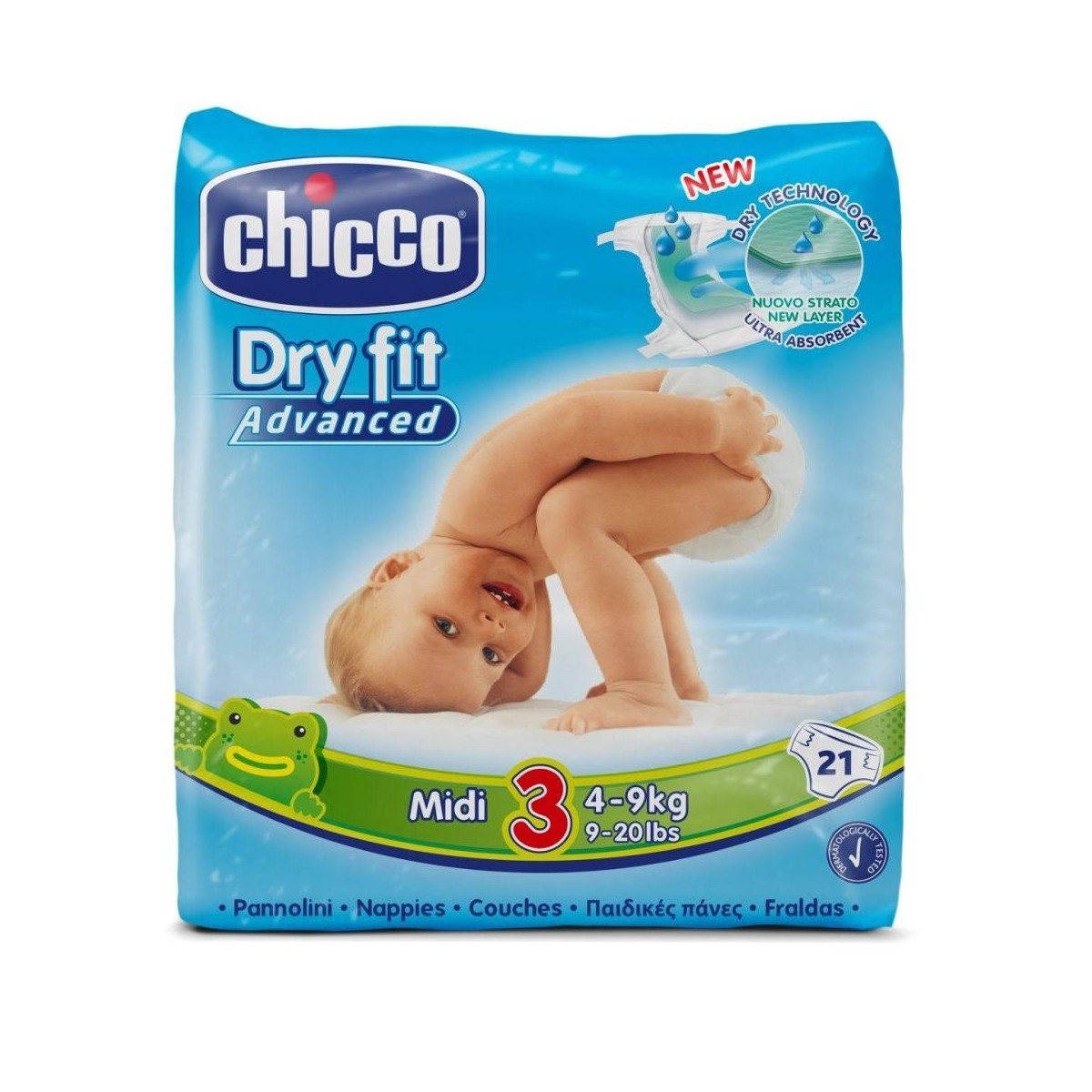 chicco panales dry fit midi 4 9 kg talla 3 21 unidades