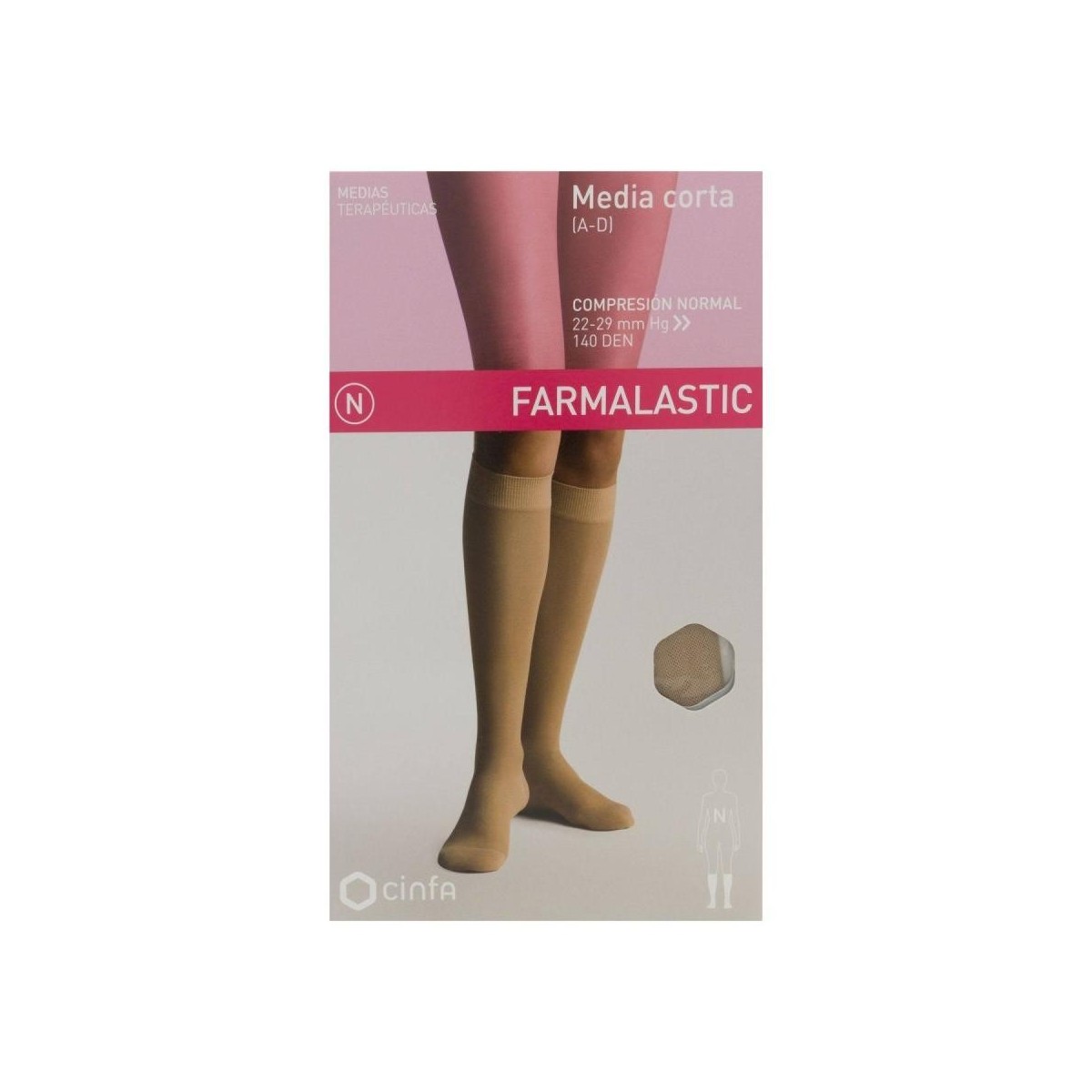 farmalastic media corta compresion normal beige reina plus