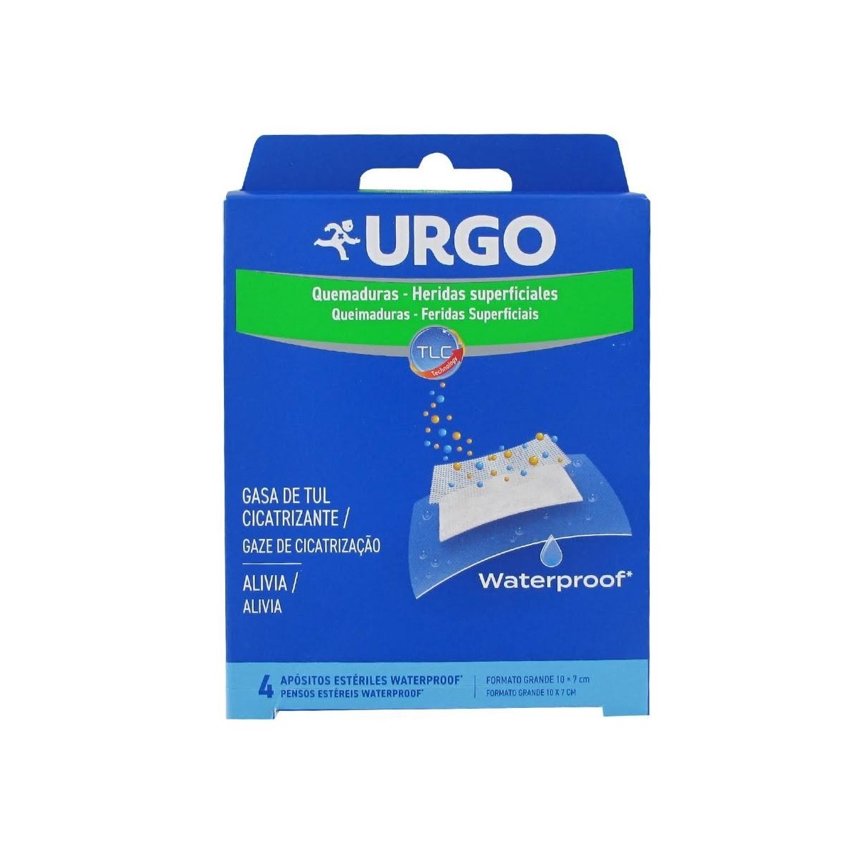 urgo quemaduras waterproof 10 x 7cm 4 unds